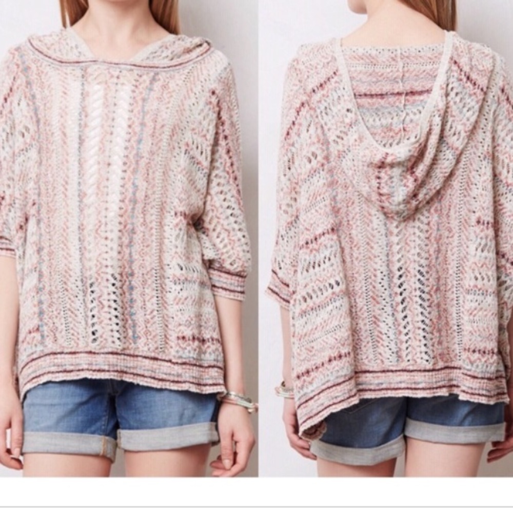 Anthro moth hooded knit top
